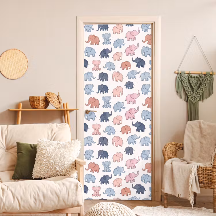 Deursticker - Dieren - Patroon - Kinderkamer - Pastel - Speels — 4