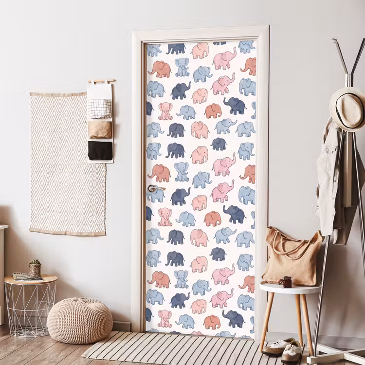 Deursticker - Dieren - Patroon - Kinderkamer - Pastel - Speels — 8
