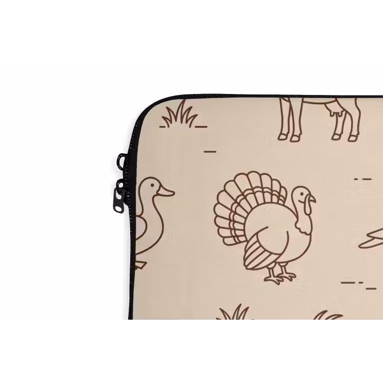 Laptophoes Dieren - Patroon - Boerderij - Minimalistisch - Beige — 5