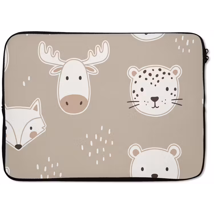 Laptophoes Dieren - Patroon - Illustratie - Modern - Beige — 1