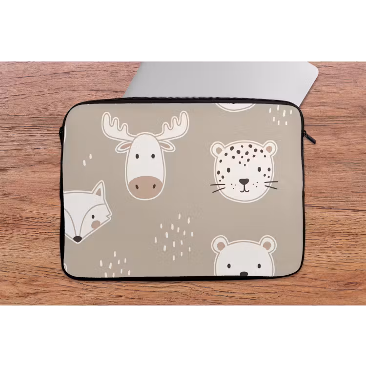 Laptophoes Dieren - Patroon - Illustratie - Modern - Beige — 2