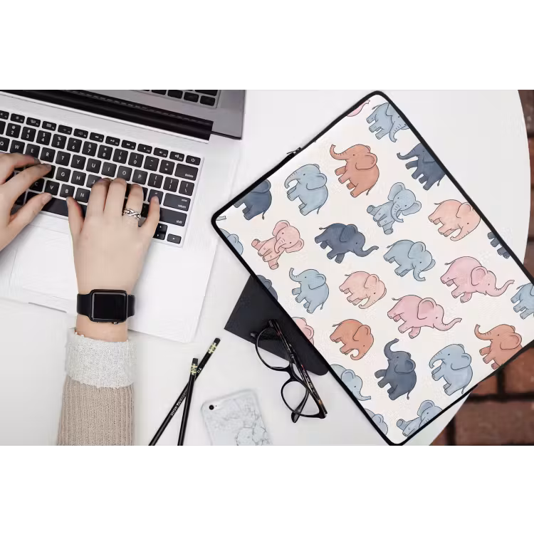 Laptophoes Dieren - Patroon - Kinderkamer - Pastel - Speels — 3