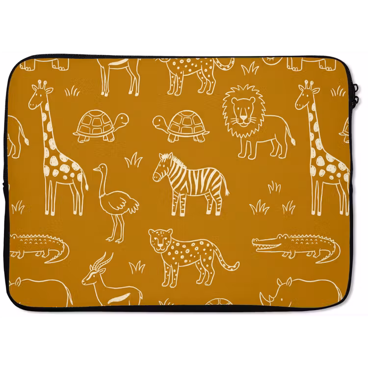 Laptophoes Dieren - Safari - Patroon - Kinderlijk - Oker — 1