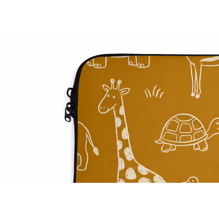 Laptophoes Dieren - Safari - Patroon - Kinderlijk - Oker — 5