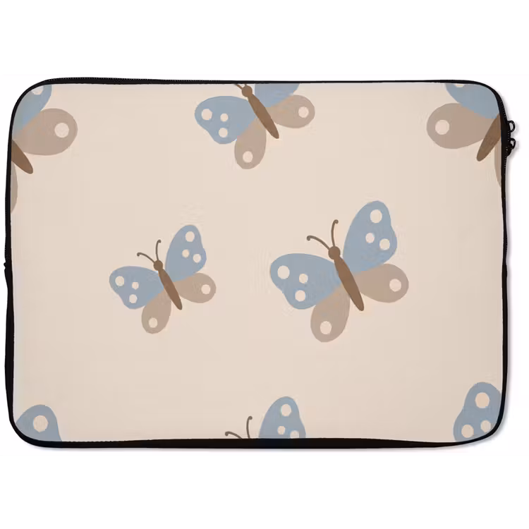 Laptophoes Insect - Vlinderpatroon - Abstract - Blauw - Beige — 1