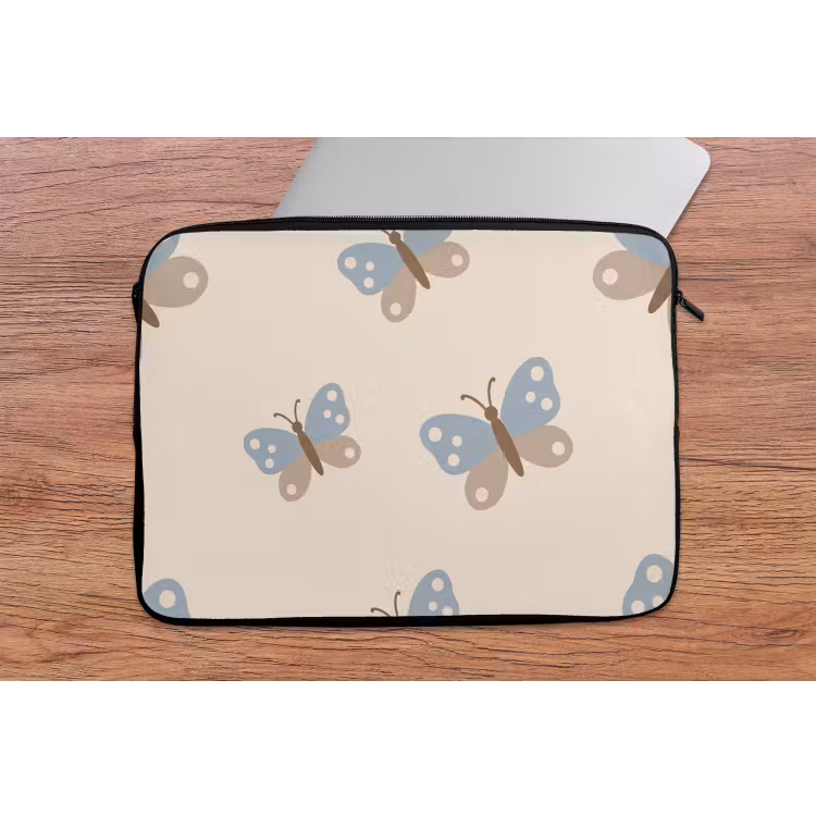 Laptophoes Insect - Vlinderpatroon - Abstract - Blauw - Beige — 2