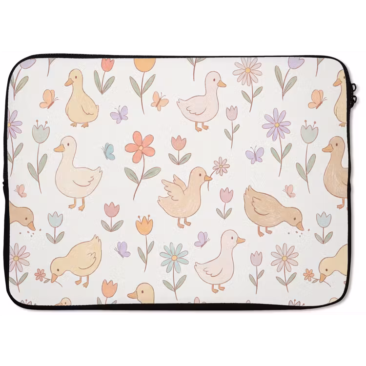 Laptophoes Vogel - Bloemen - Patroon - Pastel - Dieren — 1