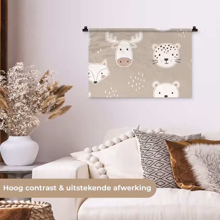 Wandkleed - Dieren - Patroon - Illustratie - Modern - Beige — 4