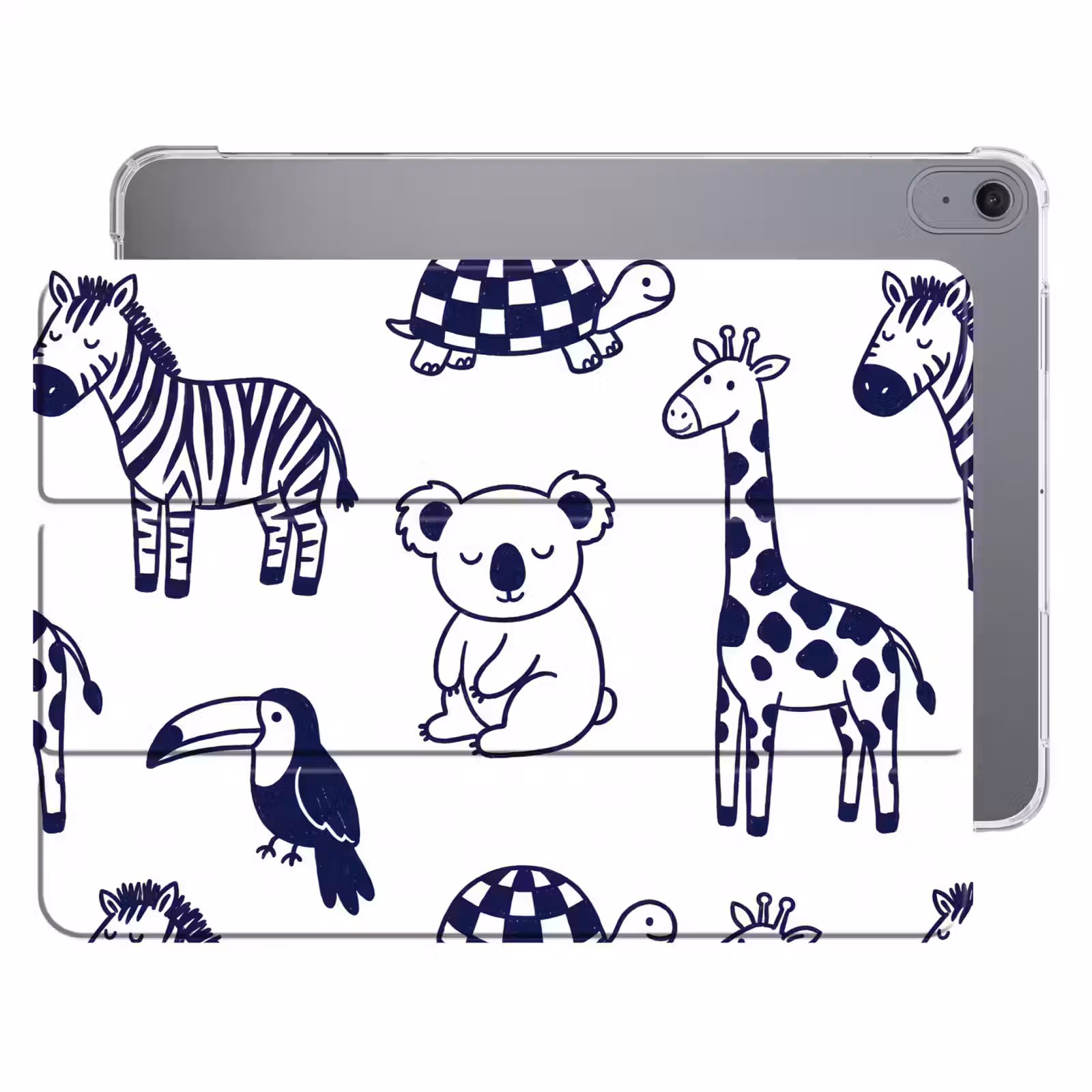Dieren - Patroon - Kinderkamer - Grafisch - Wit-Blauw — 1