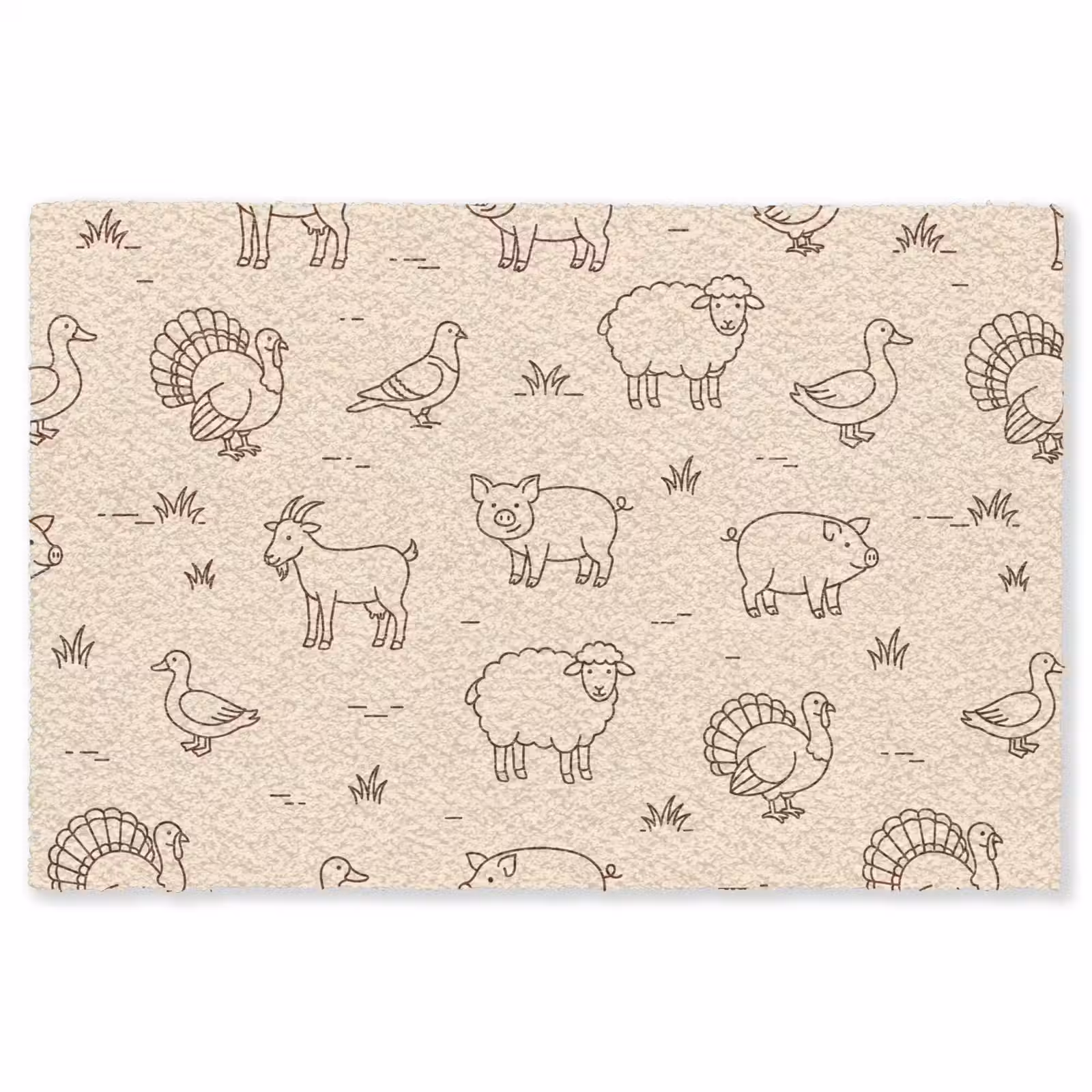 Vloerkleed - Dieren - Patroon - Boerderij - Minimalistisch - Beige — 1