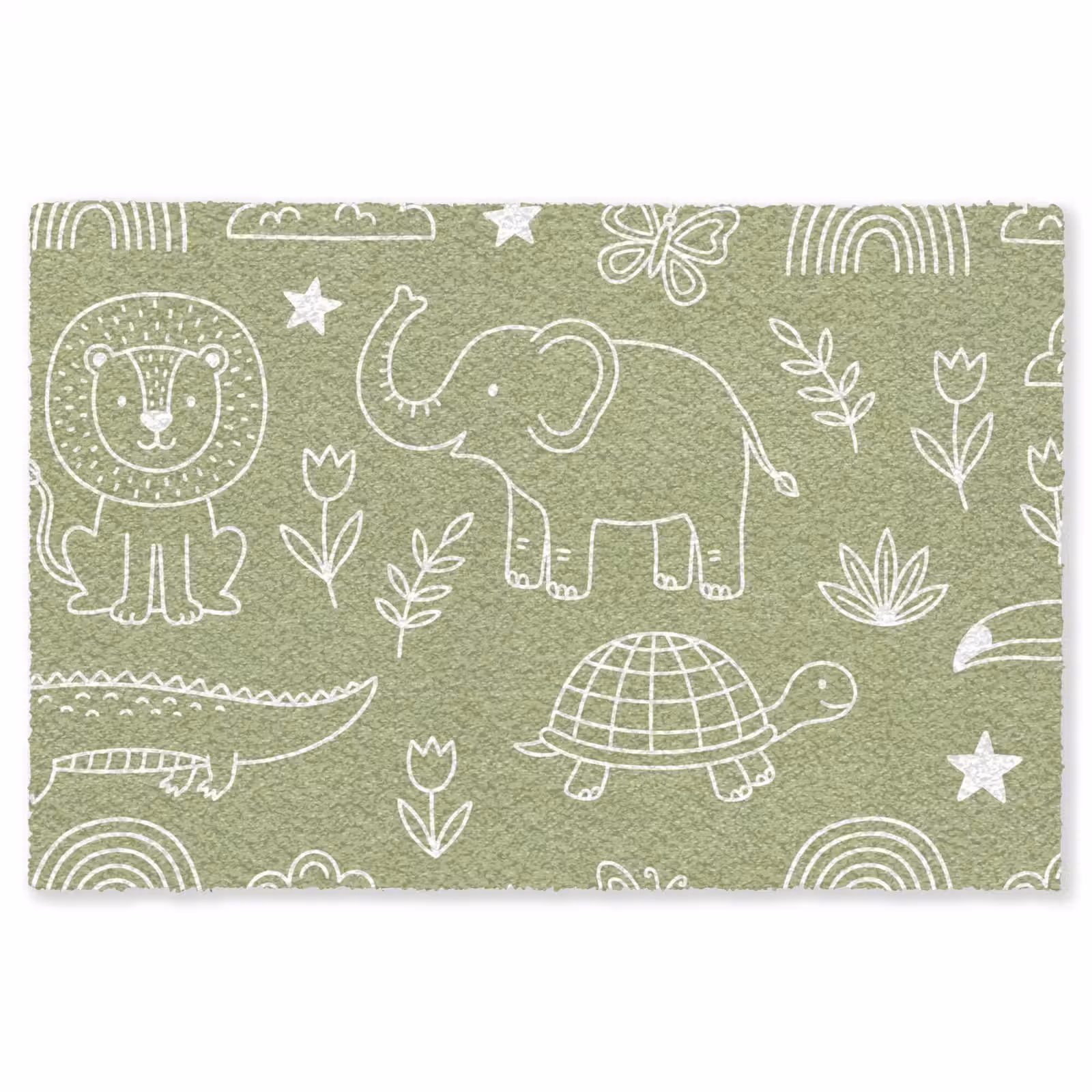 Vloerkleed - Dieren - Patroon - Illustratie - Natuur - Groen — 1