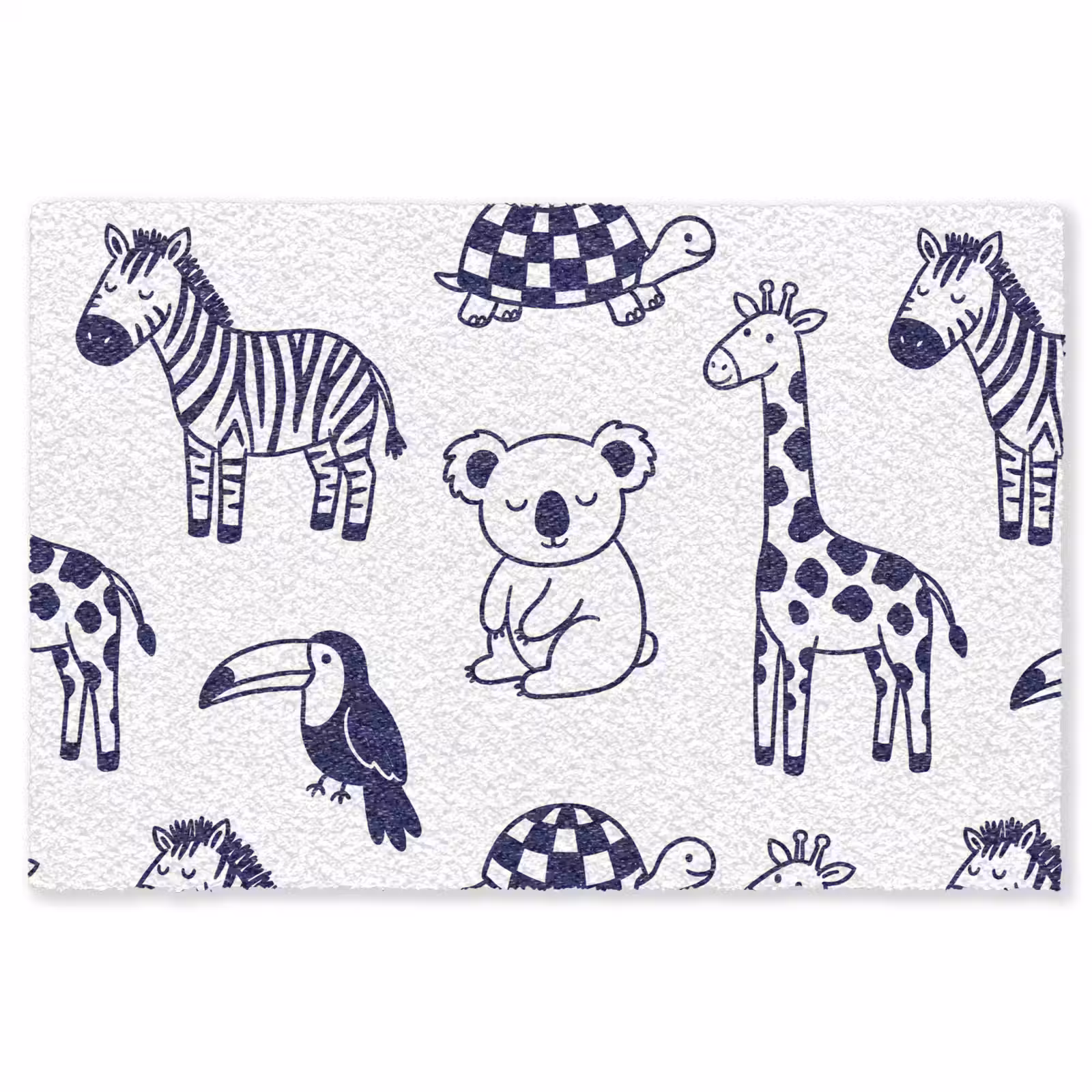 Vloerkleed - Dieren - Patroon - Kinderkamer - Grafisch - Wit-Blauw — 1