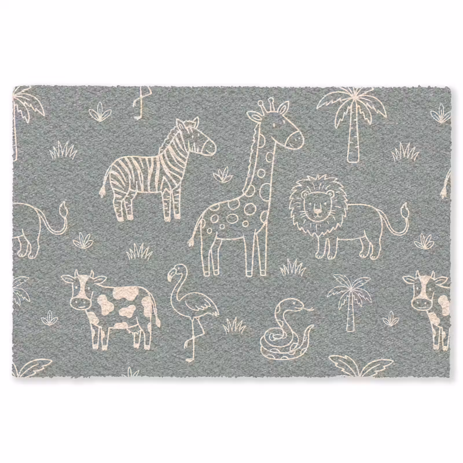 Vloerkleed - Dieren - Safari - Patroon - Illustratie - Groen — 1
