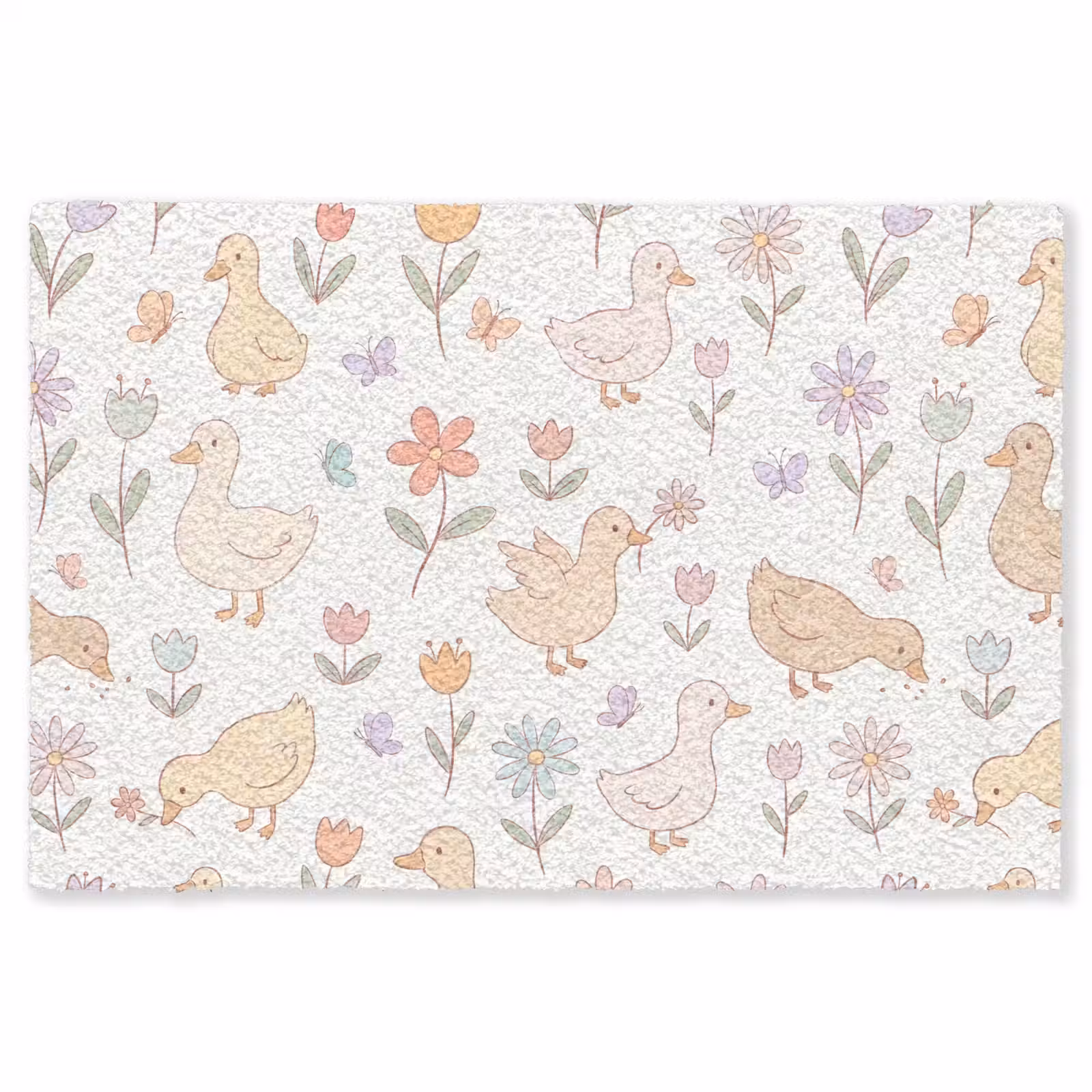 Vloerkleed - Vogel - Bloemen - Patroon - Pastel - Dieren — 1