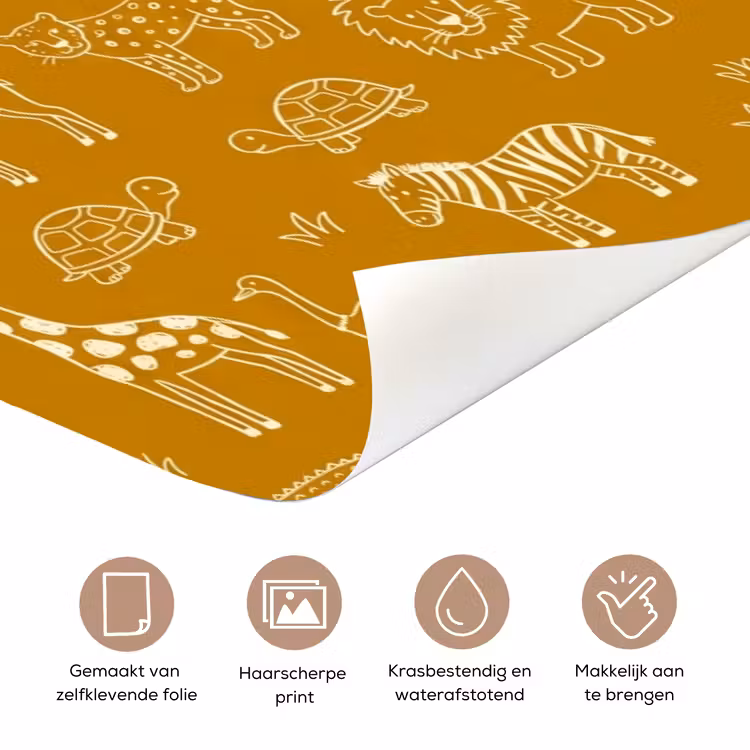 Deursticker - Dieren - Safari - Patroon - Kinderlijk - Oker — 3
