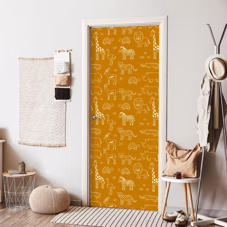 Deursticker - Dieren - Safari - Patroon - Kinderlijk - Oker — 8