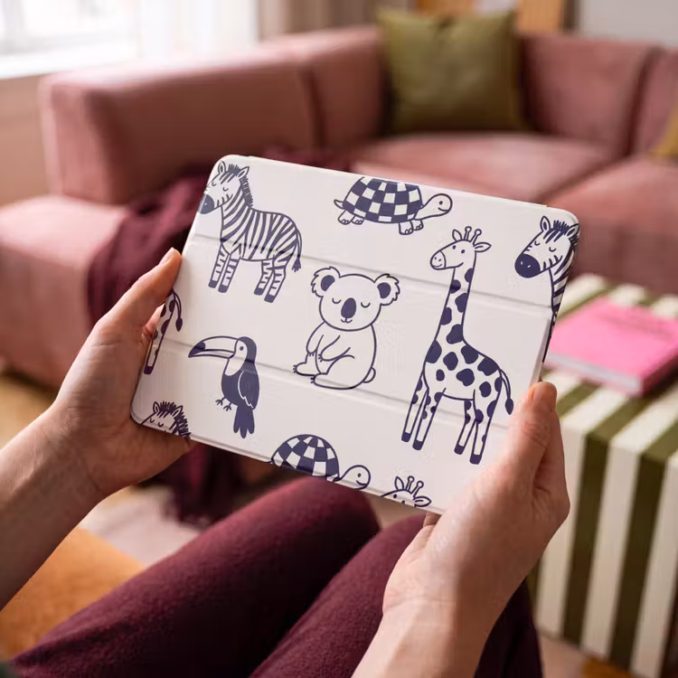 Dieren - Patroon - Kinderkamer - Grafisch - Wit-Blauw — 4