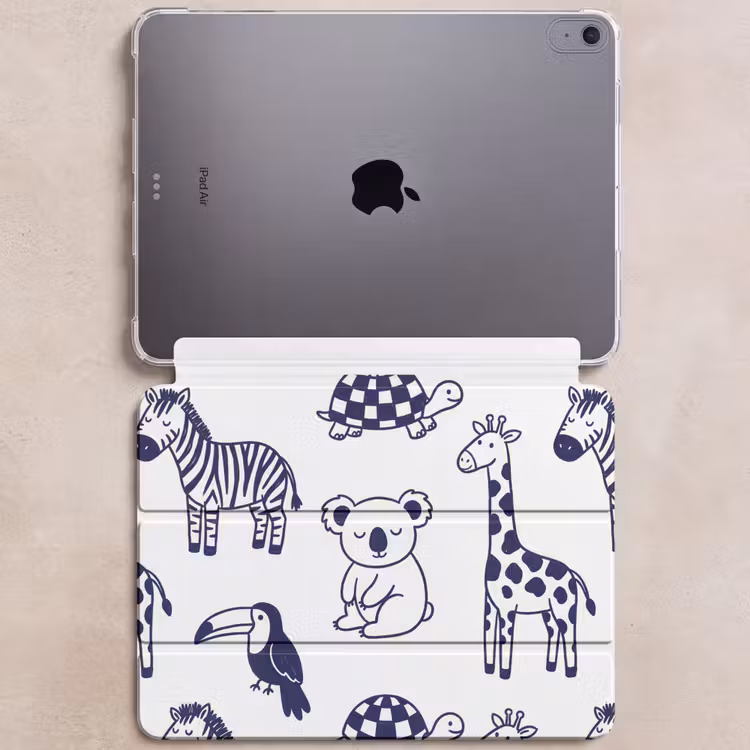 Dieren - Patroon - Kinderkamer - Grafisch - Wit-Blauw — 6