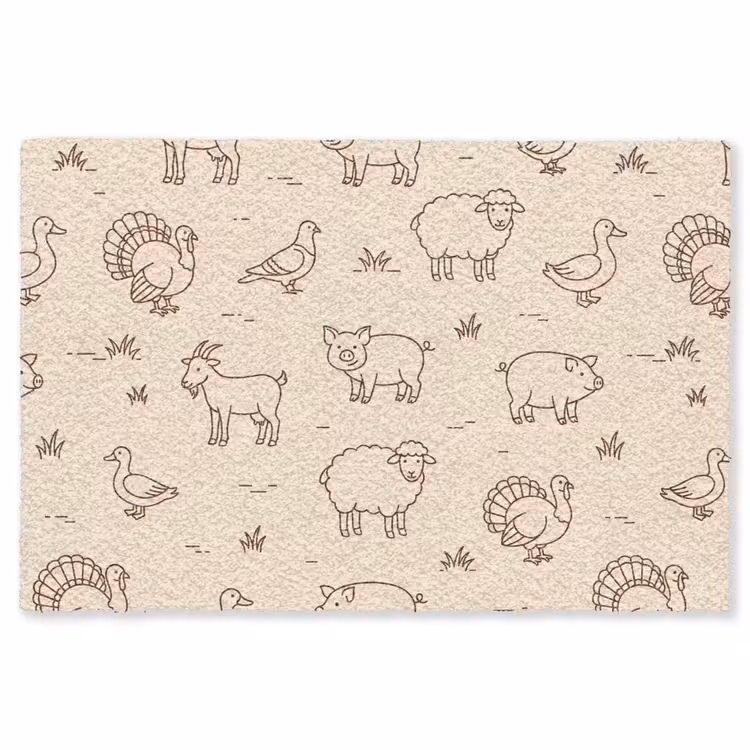Vloerkleed - Dieren - Patroon - Boerderij - Minimalistisch - Beige — 1