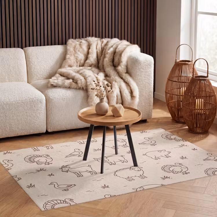 Vloerkleed - Dieren - Patroon - Boerderij - Minimalistisch - Beige — 3