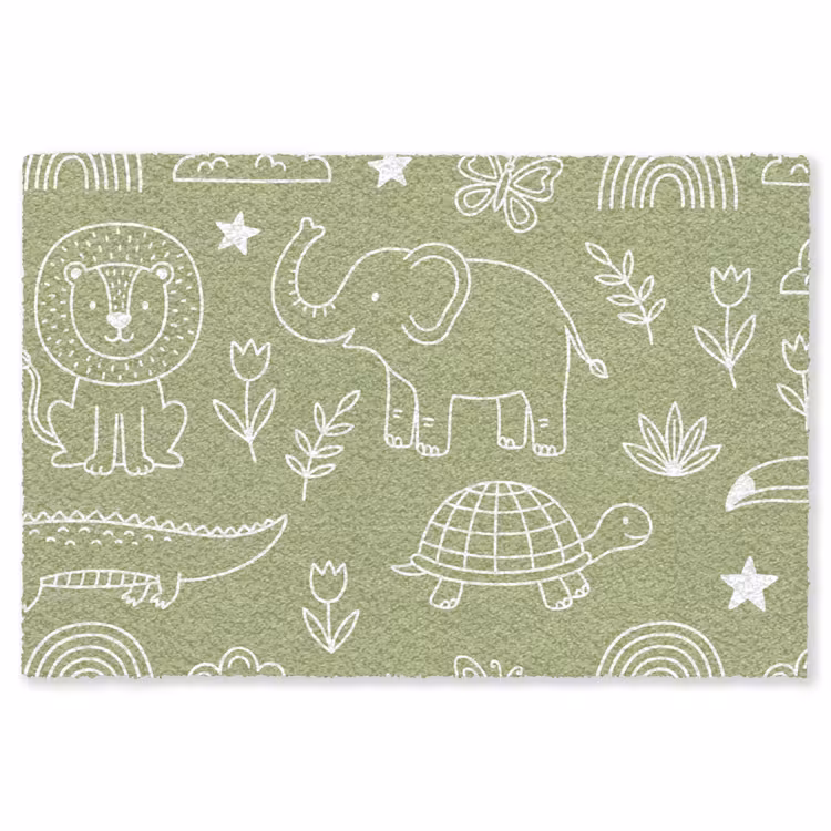 Vloerkleed - Dieren - Patroon - Illustratie - Natuur - Groen — 1