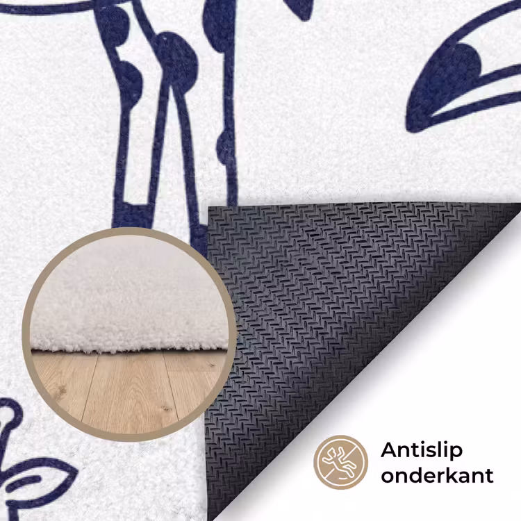 Vloerkleed - Dieren - Patroon - Kinderkamer - Grafisch - Wit-Blauw — 4