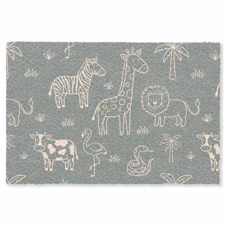 Vloerkleed - Dieren - Safari - Patroon - Illustratie - Groen — 1
