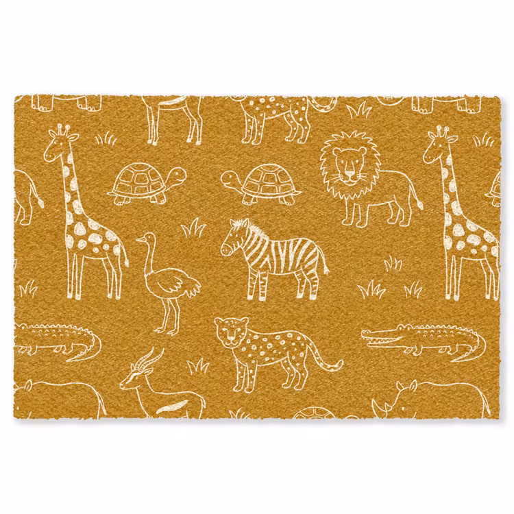 Vloerkleed - Dieren - Safari - Patroon - Kinderlijk - Oker — 1