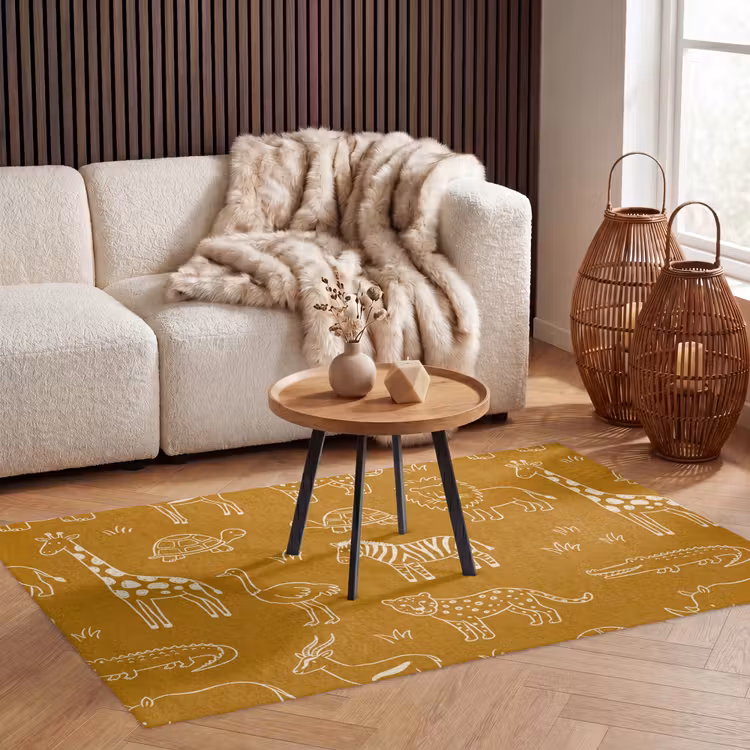 Vloerkleed - Dieren - Safari - Patroon - Kinderlijk - Oker — 3