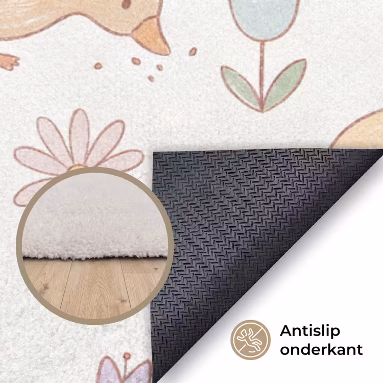 Vloerkleed - Vogel - Bloemen - Patroon - Pastel - Dieren — 4