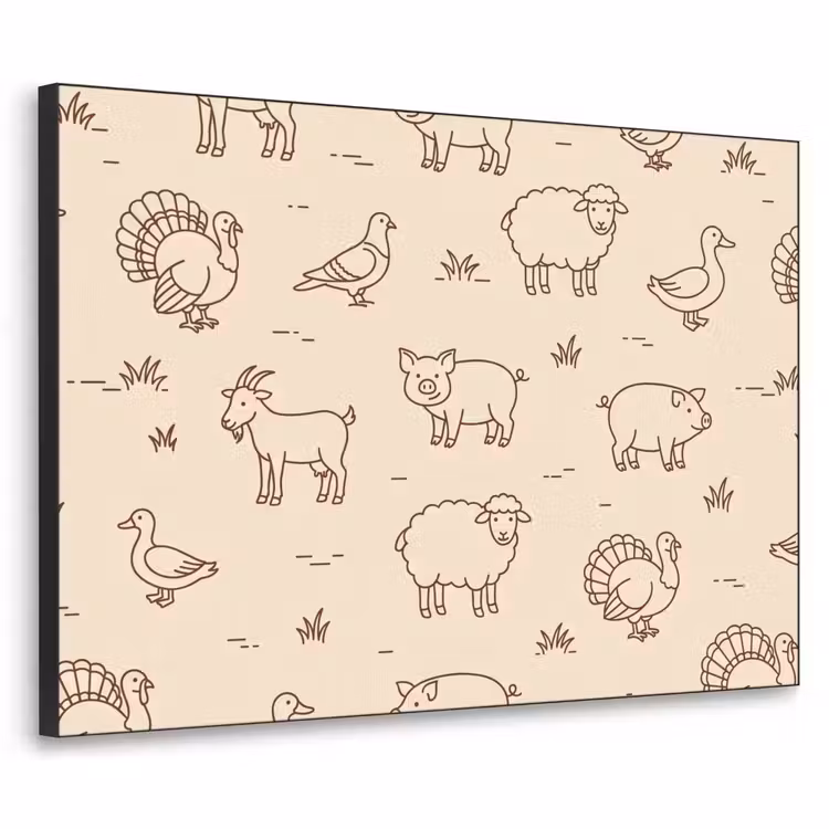 Art frame - Dieren - Patroon - Boerderij - Minimalistisch - Beige — 1