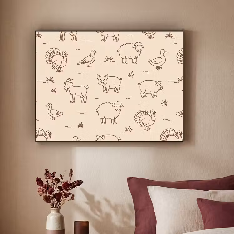 Art frame - Dieren - Patroon - Boerderij - Minimalistisch - Beige — 3