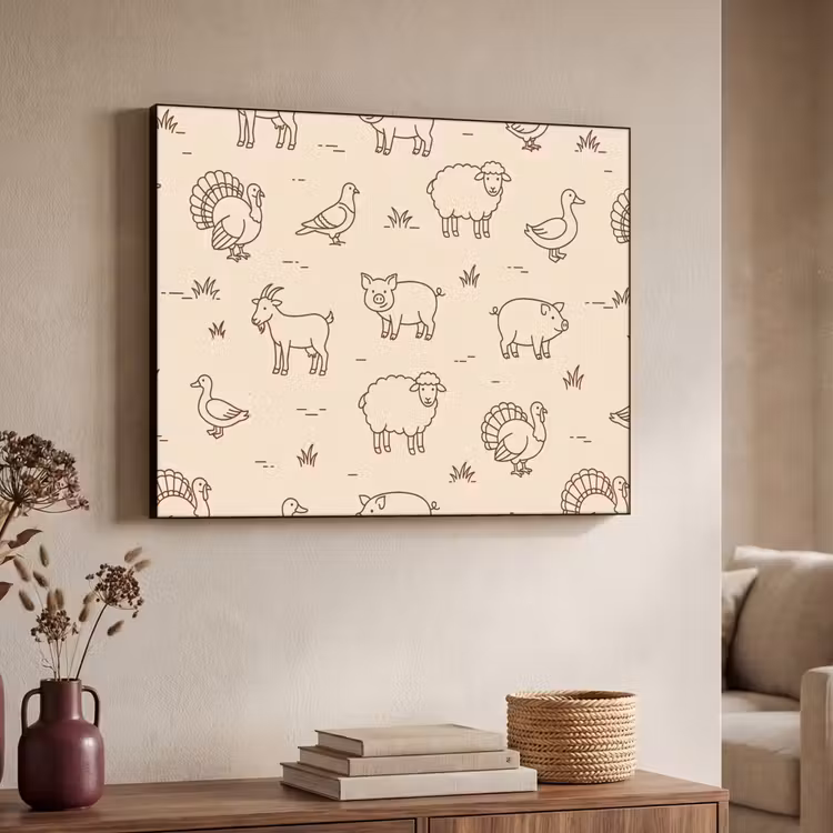 Art frame - Dieren - Patroon - Boerderij - Minimalistisch - Beige — 7