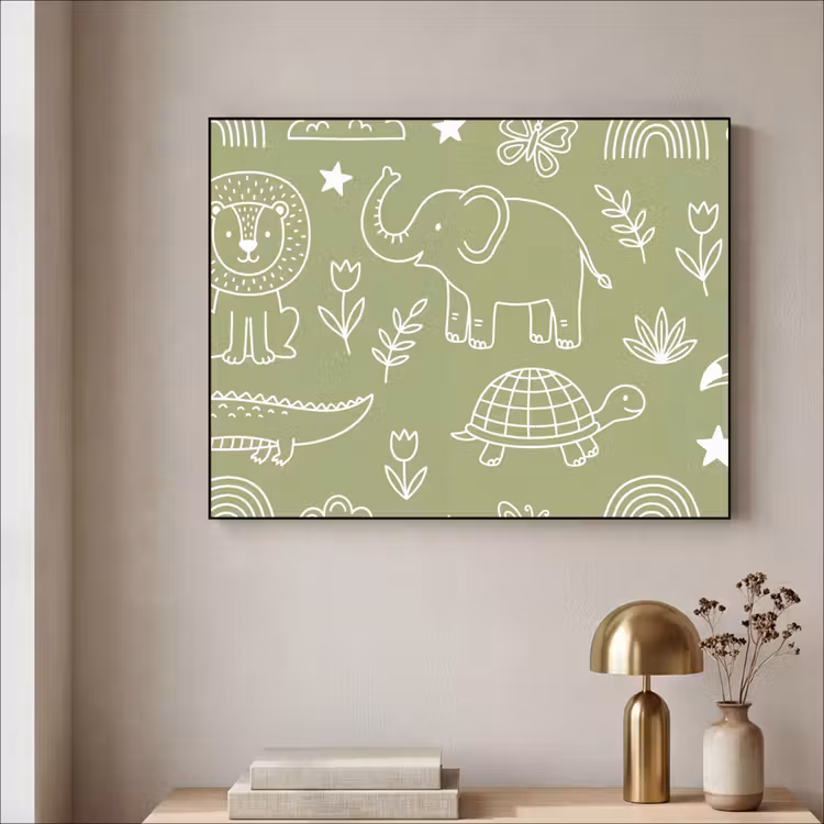 Art frame - Dieren - Patroon - Illustratie - Natuur - Groen — 5