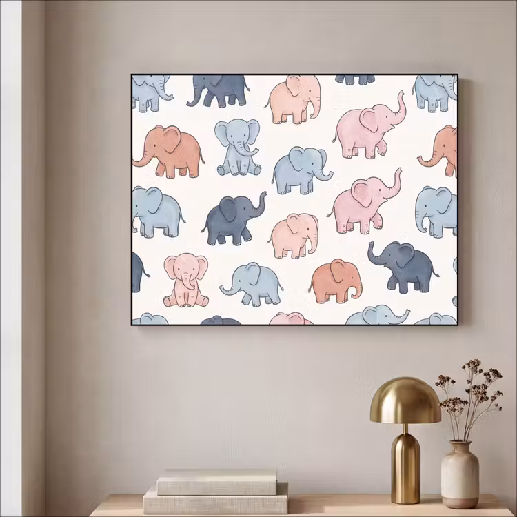 Art frame - Dieren - Patroon - Kinderkamer - Pastel - Speels — 5