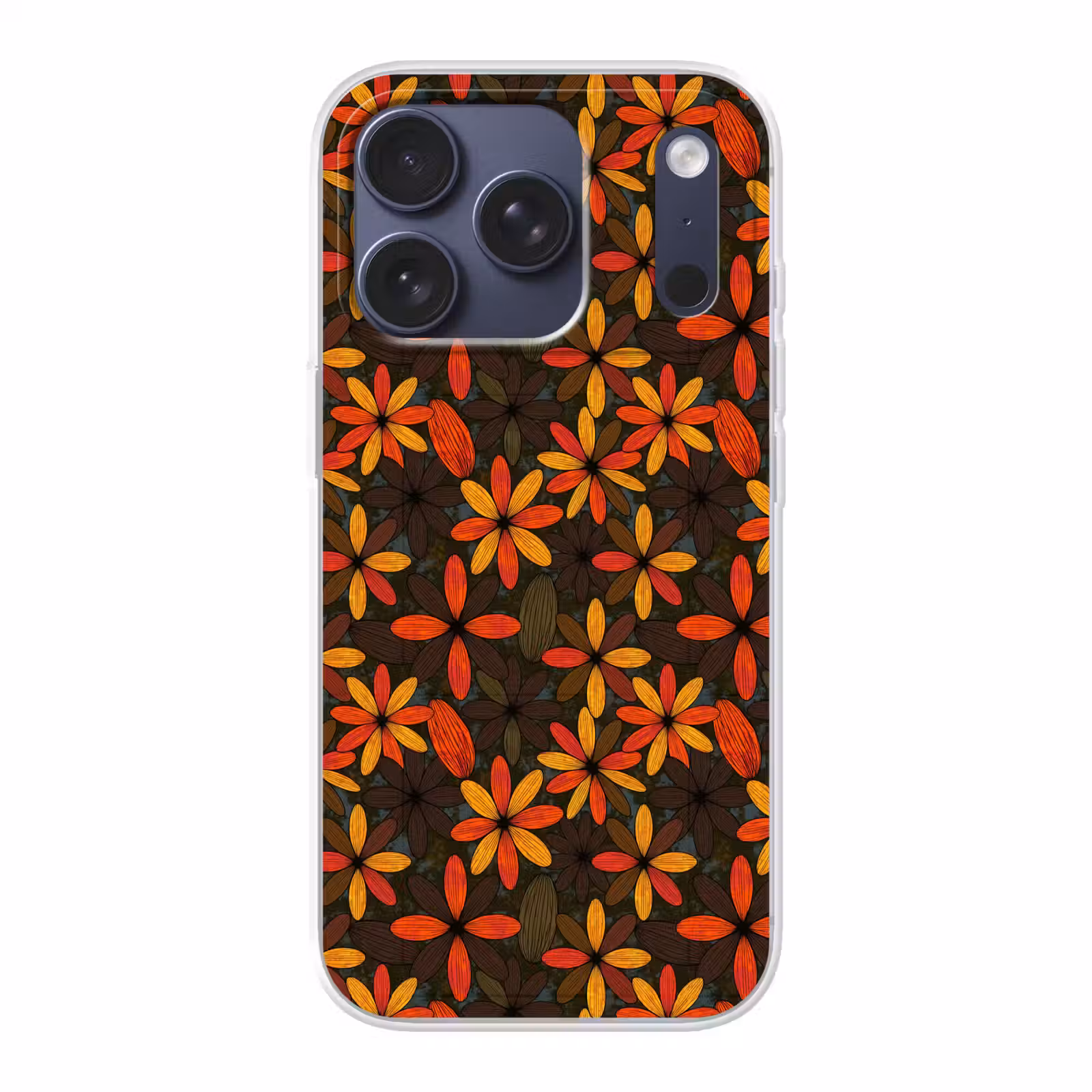 Telefoonhoesje - Oranje - Retro - Bloemen - Herfst — 1