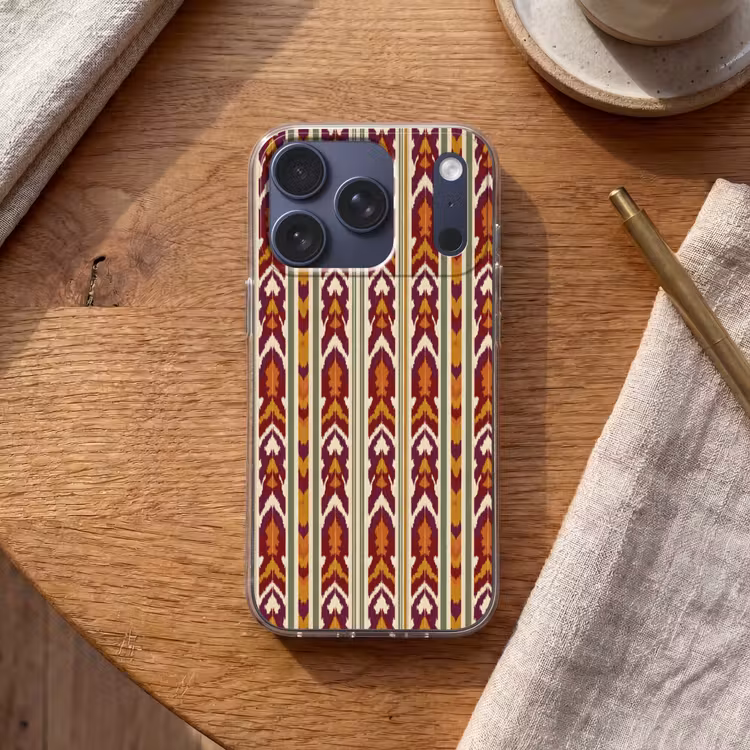 Telefoonhoesje - Ikat - Bordeauxrood - Etnisch - Patroon — 2
