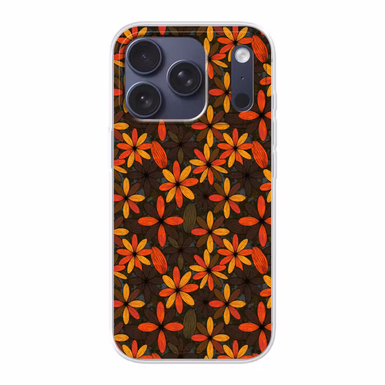 Telefoonhoesje - Oranje - Retro - Bloemen - Herfst — 1
