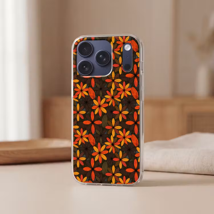 Telefoonhoesje - Oranje - Retro - Bloemen - Herfst — 3