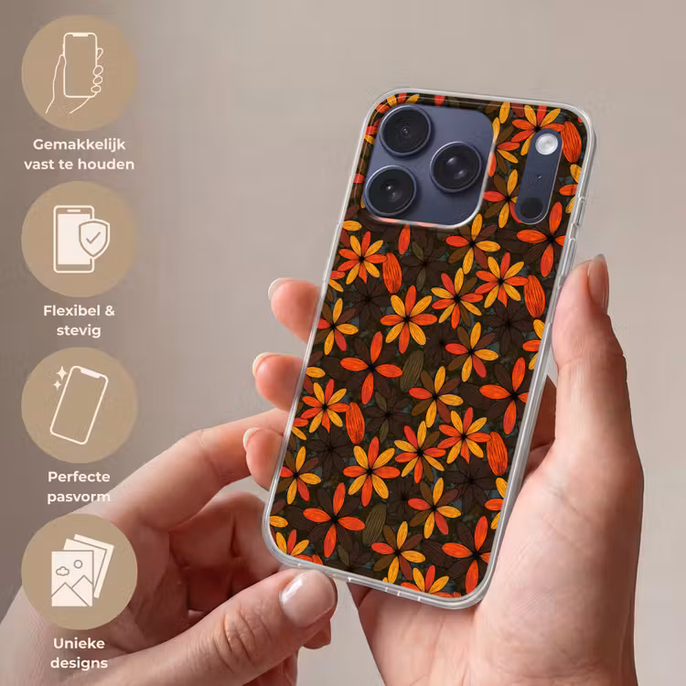 Telefoonhoesje - Oranje - Retro - Bloemen - Herfst — 4