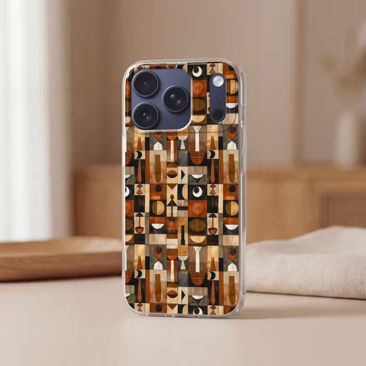 Telefoonhoesje - Terracotta - Geometrisch - Mid-Century - Patroon — 3