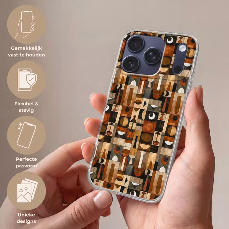 Telefoonhoesje - Terracotta - Geometrisch - Mid-Century - Patroon — 4