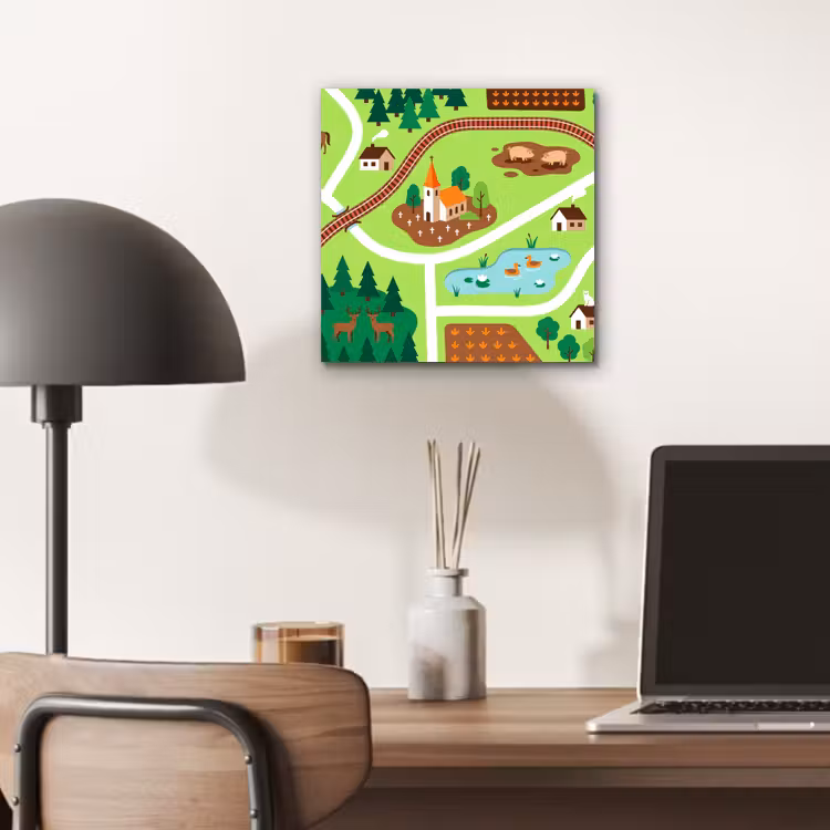 Aluminium schilderij - Platteland - Dieren - Illustratie — 6