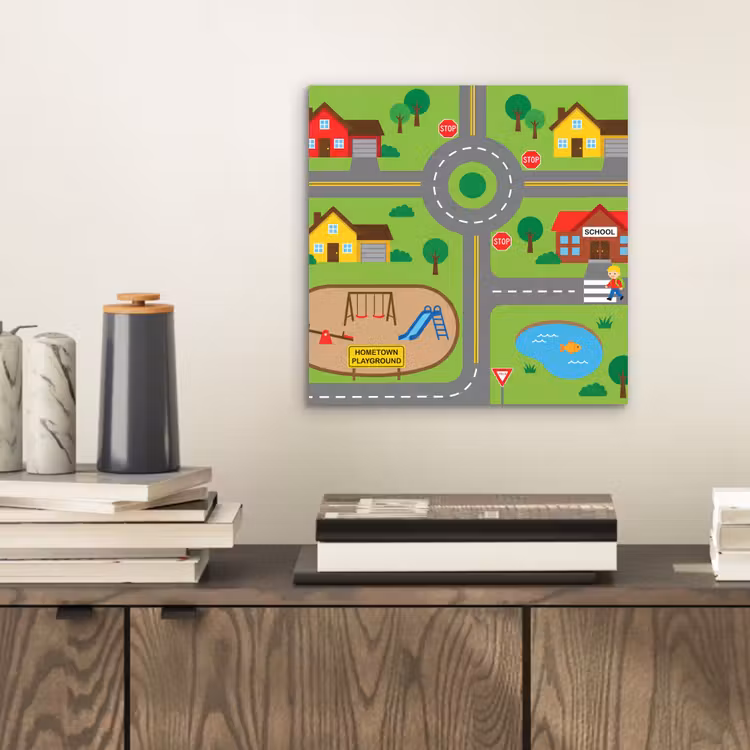 Aluminium schilderij - Stad - Wegen - Cartoon — 2