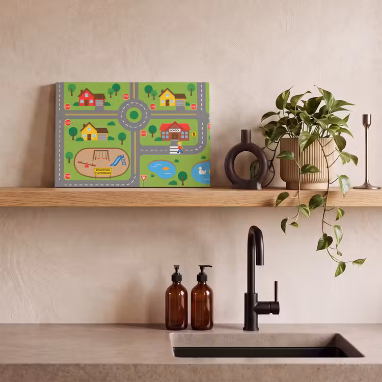 Canvas schilderij - Stad - Wegen - Cartoon — 2
