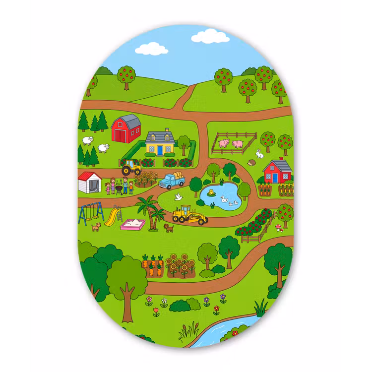 Muurovaal glas - Platteland - Dieren - Cartoon — 1