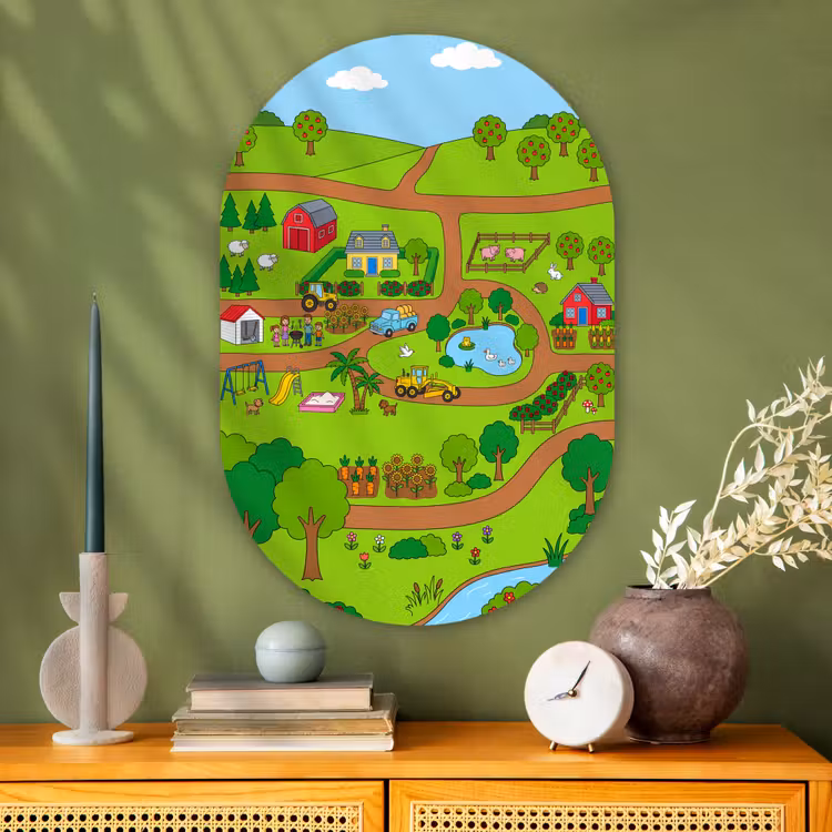 Muurovaal glas - Platteland - Dieren - Cartoon — 2