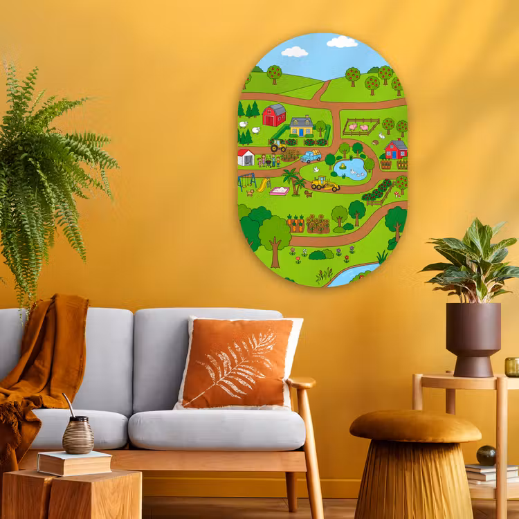 Muurovaal glas - Platteland - Dieren - Cartoon — 3
