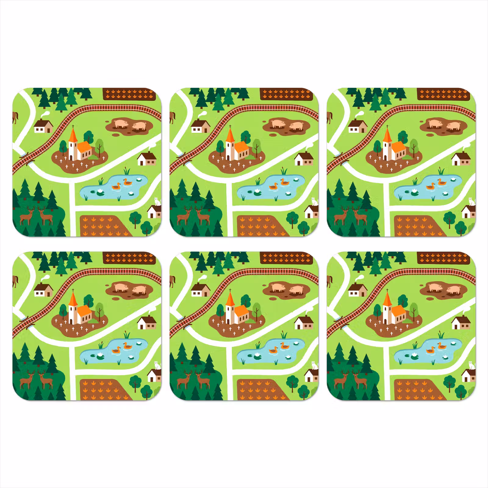 Onderzetter - Platteland - Dieren - Illustratie — 1