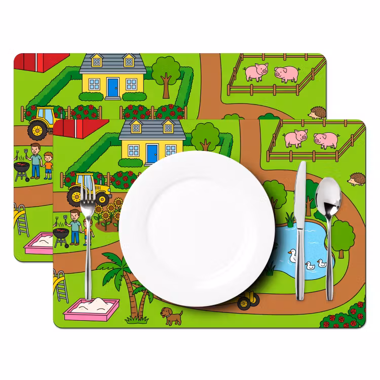 Placemat - 6 stuks - Platteland - Dieren - Cartoon — 2
